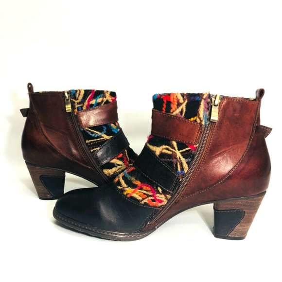 L' Artiste Leather Ankle Boots Black Brown Spring - Picture 6 of 10